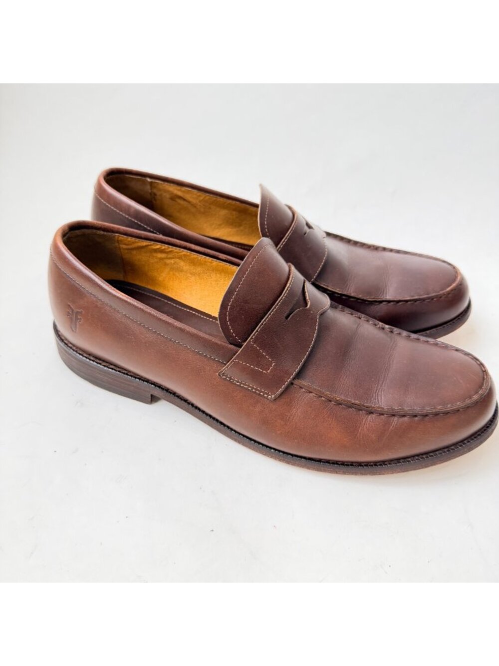 Frye Men's Brown Leather Penny Loafers Moc Toe Slip On Dress Shoes Size 12M*